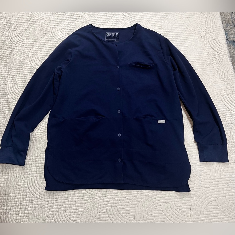 Figs navy technical collection scrub jacket large